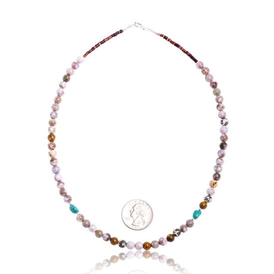 Natural Turquoise and Jasper .925 Sterling Silver Certified Authentic Navajo Native American Necklace 390822545875