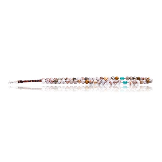Natural Turquoise and Jasper .925 Sterling Silver Certified Authentic Navajo Native American Necklace 390822545875