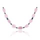 Pink Quartz Natural Turquoise Hematite .925 Sterling Silver Certified Authentic Navajo Native American Necklace 750192