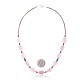 Pink Quartz Natural Turquoise Hematite .925 Sterling Silver Certified Authentic Navajo Native American Necklace 750192
