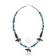 Bear Natural Turquoise and Coral .925 Sterling Silver Certified Authentic Navajo Native American Necklace 750226-5