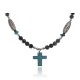 Cross Natural Turquoise Snowflake Obsidian .925 Sterling Silver Certified Authentic Navajo Native American Necklace 750237-8 Cross Natural Turquoise Snowflake Obsidian .925 Sterling Silver Certified Authentic Navajo Native American Necklace 750237-8
