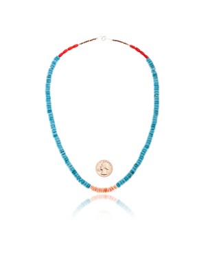.925 Sterling Silver Certified Authentic Navajo Native American Coral Magnesite Spiny Oyster Necklace 750248