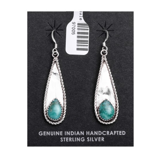 Natural Turquoise .925 Sterling Silver Certified Authentic Navajo Native American Handmade Dangle Earrings 97005 Natural Turquoise .925 Sterling Silver Certified Authentic Navajo Native American Handmade Dangle Earrings 97005
