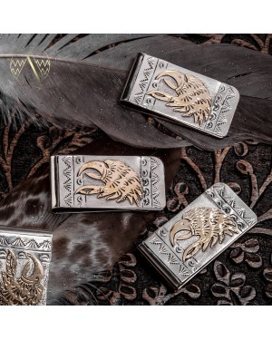 Eagle 12kt Gold Filled and .925 Sterling Silver Certified Authentic Handmade Navajo Native American Money Clip 11241-2