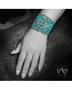 Certified Authentic Navajo Native American Natural Turquoise Adjustable Wrap Bracelet 12732-14