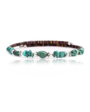 Certified Authentic Navajo Native American Natural Turquoise Adjustable Wrap Bracelet 12732-14