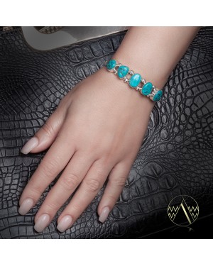 .925 Sterling Silver Certified Authentic Handmade Navajo Native American Natural Turquoise Cuff Bracelet 12766-1