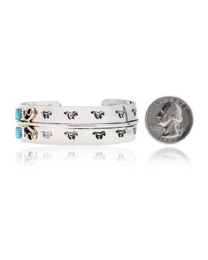 Natural Turquoise Nickel Brass Certified Authentic Navajo Native American Handmade Horse Bracelet 13031-5