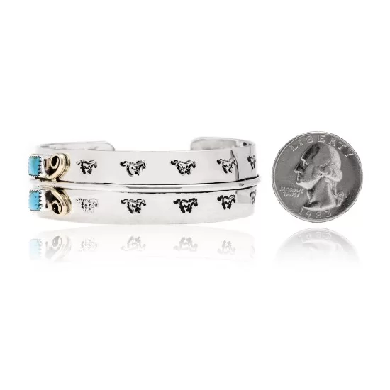 Natural Turquoise Nickel Brass Navajo Native American Handmade Horse Bracelet 13031-5 Natural Turquoise Nickel Brass Navajo Native American Handmade Horse Bracelet 13031-5
