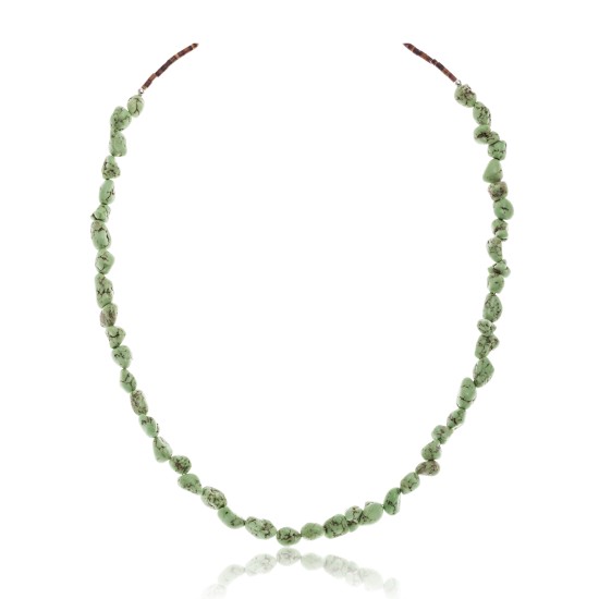 Gaspeite .925 Sterling Silver Certified Authentic Navajo Native American Chain Necklace 15295-2