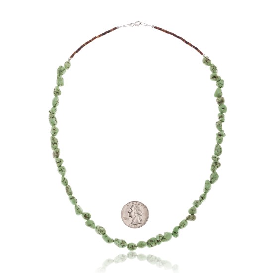 Gaspeite .925 Sterling Silver Certified Authentic Navajo Native American Chain Necklace 15295-2