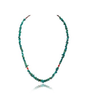 .925 Sterling Silver Certified Authentic Navajo Native American Natural Turquoise and Coral Chain Necklace 371101945516