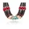 Large .925 Sterling Silver Navajo Native American Graduated Heishi Natural Turquoise and Coral 3 Strand Necklace 16006 Large .925 Sterling Silver Navajo Native American Graduated Heishi Natural Turquoise and Coral 3 Strand Necklace 16006