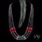 Large .925 Sterling Silver Navajo Native American Graduated Heishi Natural Turquoise and Coral 3 Strand Necklace 16006 Large .925 Sterling Silver Navajo Native American Graduated Heishi Natural Turquoise and Coral 3 Strand Necklace 16006