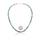 .925 Sterling Silver Certified Authentic Navajo Native American Natural Turquoise and Hematite Necklace  16072