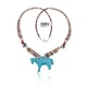 Horse .925 Sterling Silver Certified Authentic Carved Fetish Navajo Native American Natural Turquoise Graduated Melon Shell Coral Necklace 17058