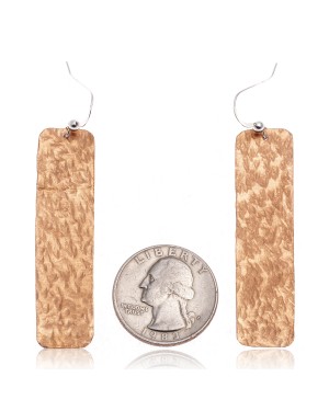 Pure Copper Certified Authentic Navajo Native American Hammered Dangle Earrings 18244