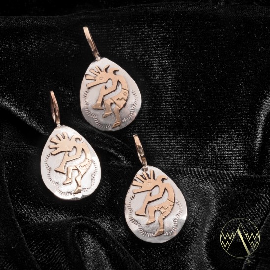 Kokopelli 12kt Gold Filled and .925 Sterling Silver Certified Authentic Handmade Very Delicate Navajo Native American Pendant 24472 Kokopelli 12kt Gold Filled and .925 Sterling Silver Certified Authentic Handmade Very Delicate Navajo Native American Pendant 24472