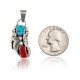 Flower .925 Sterling Silver Certified Authentic Handmade Navajo Native American Natural Turquoise and Coral Pendant 26211-1