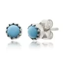 .925 Sterling Silver Handmade Navajo Native American Natural Turquoise Stud Earrings 27104-4