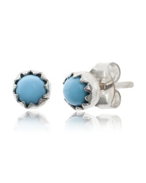 .925 Sterling Silver Certified Authentic Handmade Navajo Native American Natural Turquoise Stud Earrings 27104-4