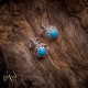 Delicate .925 Sterling Silver Certified Authentic Handmade Navajo Native American Natural Turquoise Stud Earrings  27228