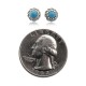 Delicate .925 Sterling Silver Certified Authentic Handmade Navajo Native American Natural Turquoise Stud Earrings  27228