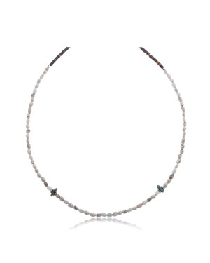 White Howlite .925 Sterling Silver Certified Authentic Navajo Native American Necklace 371068152928