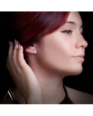 .925 Sterling Silver Certified Authentic Handmade Delicate Navajo Native American Blue Opal Stud Earrings 371129406676