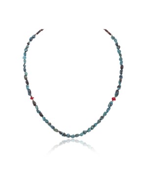 .925 Sterling Silver Certified Authentic Delicate Navajo Native American Natural Turquoise Coral Necklace Chain 371198377680