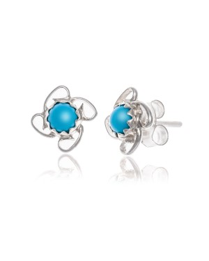 .925 Sterling Silver Certified Authentic Navajo Native American Natural Turquoise Stud Earrings 390910172471