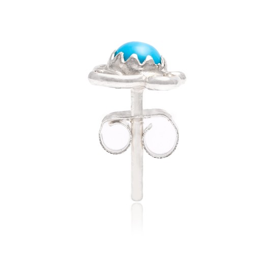 .925 Sterling Silver Certified Authentic Navajo Native American Natural Turquoise Stud Earrings 390910172471