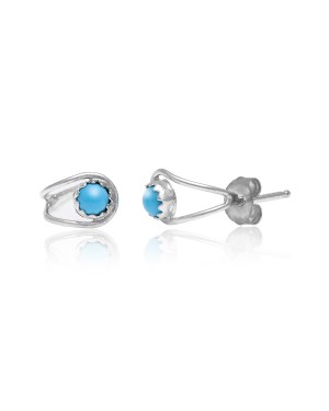 .925 Sterling Silver Certified Authentic Handmade Navajo Native American Natural Turquoise Delicate Stud Earrings 390914447151