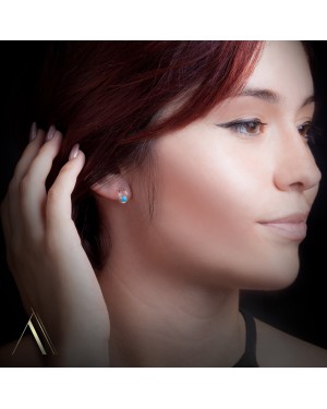 .925 Sterling Silver Certified Authentic Handmade Navajo Native American Natural Turquoise Delicate Stud Earrings 390914447151