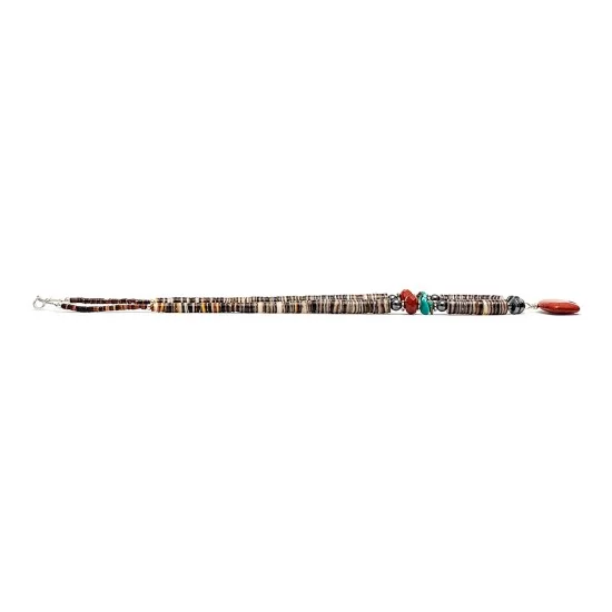 Carved Bear .925 Sterling Silver Navajo Native American Natural Turquoise Red Jasper Necklace and Pendant 750133-51 Carved Bear .925 Sterling Silver Navajo Native American Natural Turquoise Red Jasper Necklace and Pendant 750133-51