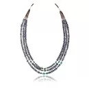 Large .925 Sterling Silver 3 Strand Navajo Native American Natural Turquoise Freshwater Pearl Necklace 750163
