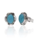 Natural Turquoise .925 Sterling Silver Navajo Native American Handmade Cuff Links 19110-1