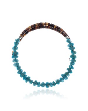 Natural Turquoise Certified Authentic Navajo Native American Adjustable Wrap Bracelet 22130