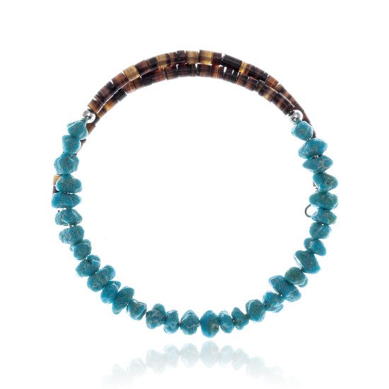 Natural Turquoise Certified Authentic Navajo Native American Adjustable Wrap Bracelet 22130
