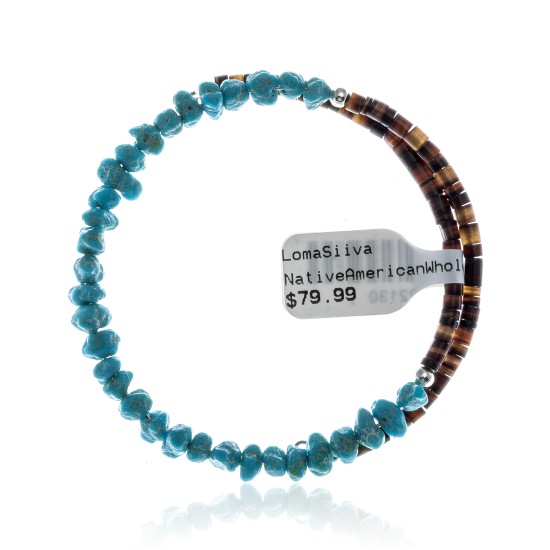 Natural Turquoise Certified Authentic Navajo Native American Adjustable Wrap Bracelet 22130
