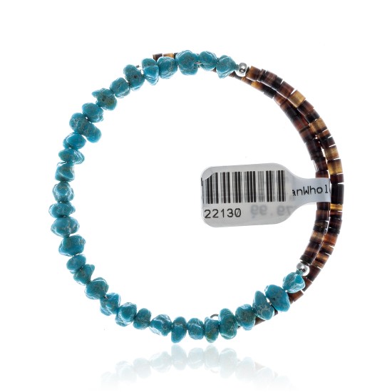Natural Turquoise Certified Authentic Navajo Native American Adjustable Wrap Bracelet 22130