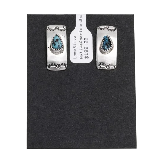 Sun Natural Turquoise .925 Sterling Silver and Nickel Navajo Native American Handmade Stud Earrings 24375 Sun Natural Turquoise .925 Sterling Silver and Nickel Navajo Native American Handmade Stud Earrings 24375