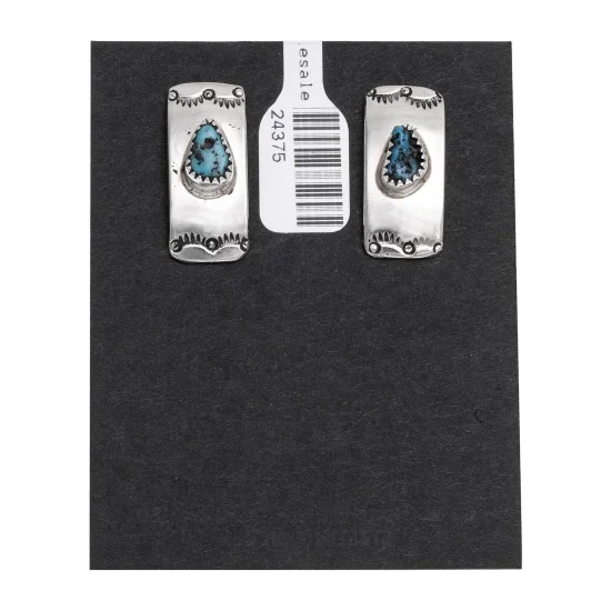 Sun Natural Turquoise .925 Sterling Silver and Nickel Navajo Native American Handmade Stud Earrings 24375 Sun Natural Turquoise .925 Sterling Silver and Nickel Navajo Native American Handmade Stud Earrings 24375