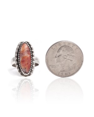 Spiny Oyster .925 Sterling Silver Certified Authentic Navajo Native American Handmade Ring  24427-1
