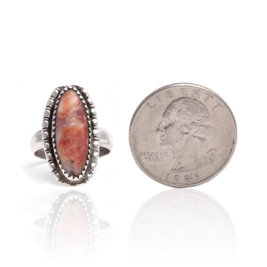 Spiny Oyster .925 Sterling Silver Certified Authentic Navajo Native American Handmade Ring  24427-1