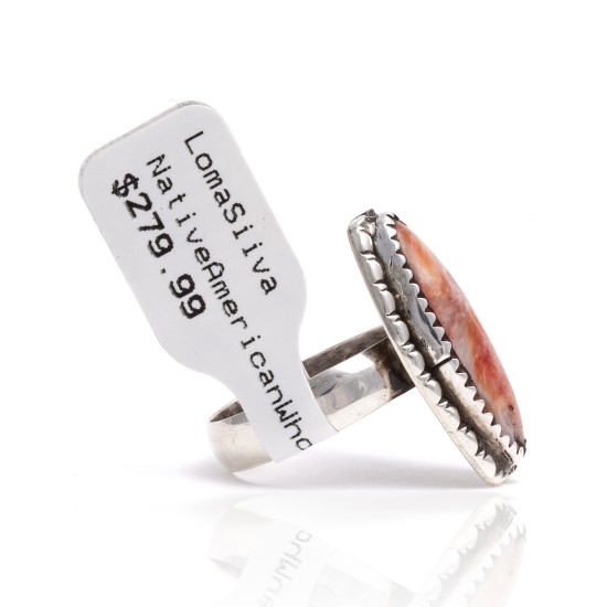 Spiny Oyster .925 Sterling Silver Certified Authentic Navajo Native American Handmade Ring  24427-1