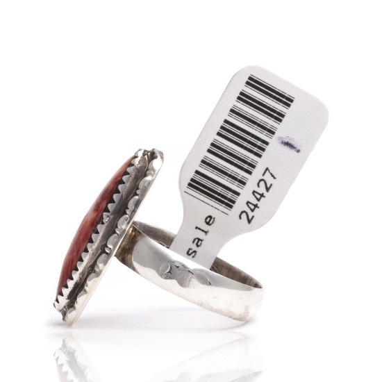 Spiny Oyster .925 Sterling Silver Certified Authentic Navajo Native American Handmade Ring  24427-1