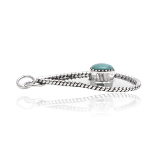 Drop Turquoise .925 Sterling Silver Navajo Native American Handmade Pendant 24553 Drop Turquoise .925 Sterling Silver Navajo Native American Handmade Pendant 24553