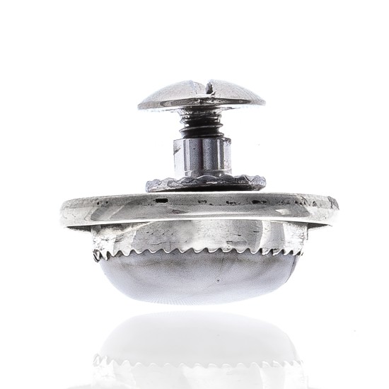 White Howlite .925 Sterling Silver Certified Authentic Navajo Native American Handmade Concho Button 24559